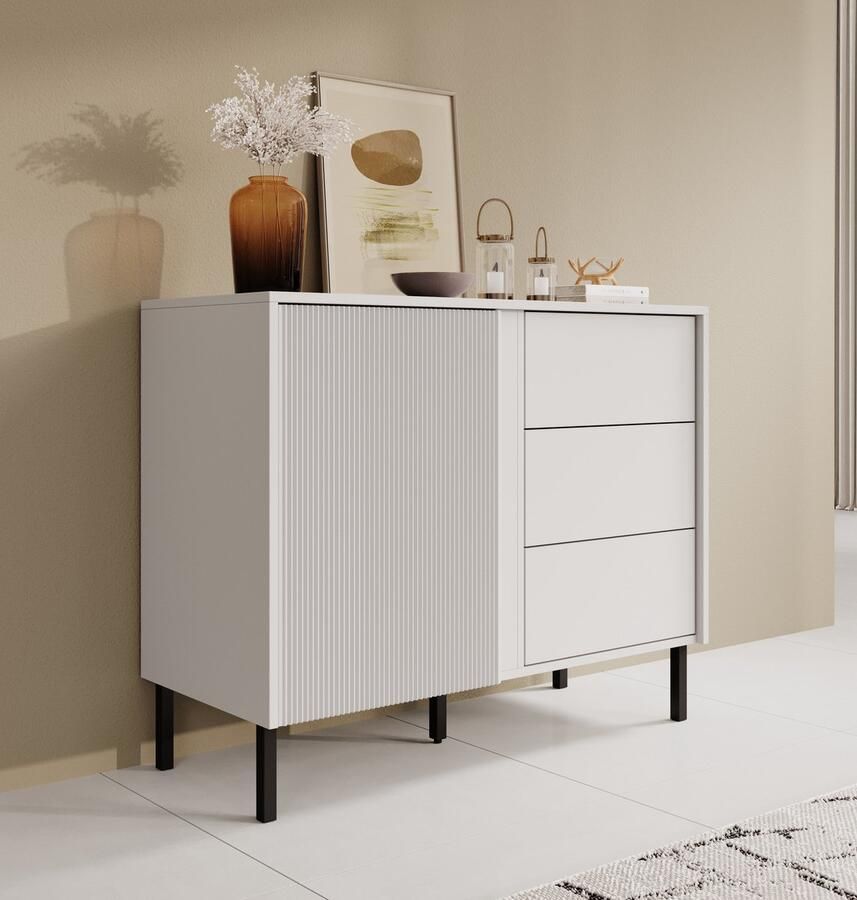 Meubella Dressoir Margareth Wit 100 cm 3 lades