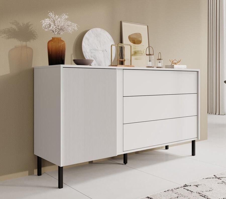 Meubella Dressoir Margareth Wit 145 cm 3 lades
