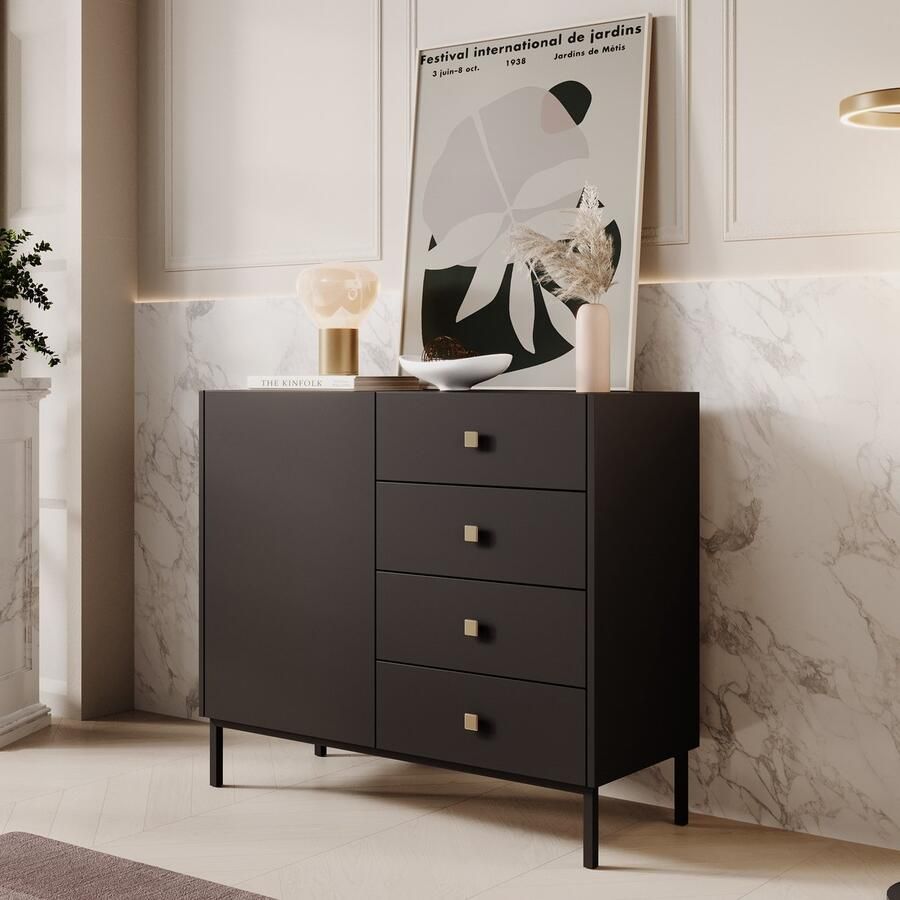 MEUBELLA Dressoir Norment Zwart 100 cm