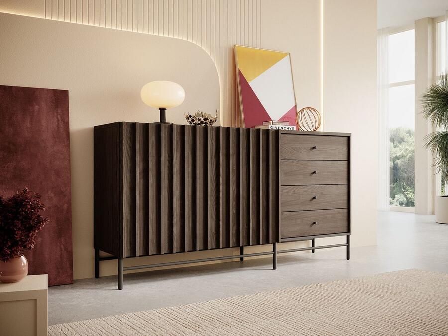 MEUBELLA Dressoir Paz Donker eiken 165 cm - Foto 2