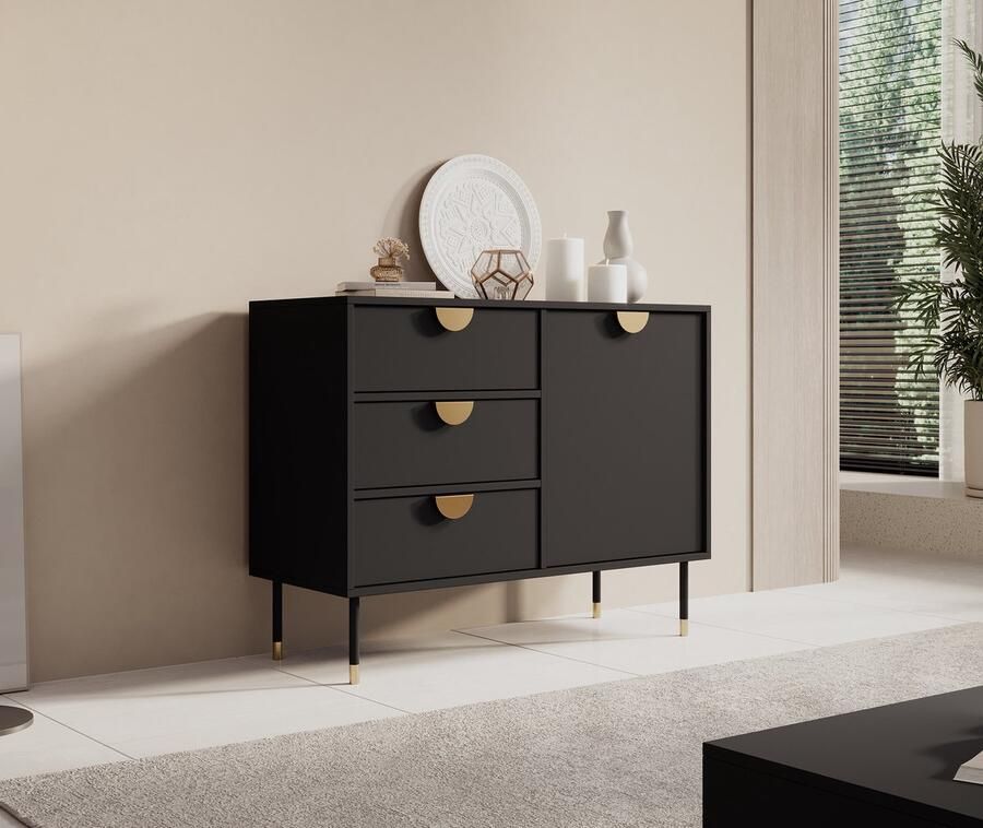 Meubella Dressoir Veerle Zwart 100 cm