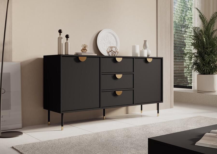 MEUBELLA Dressoir Veerle Zwart 150 cm