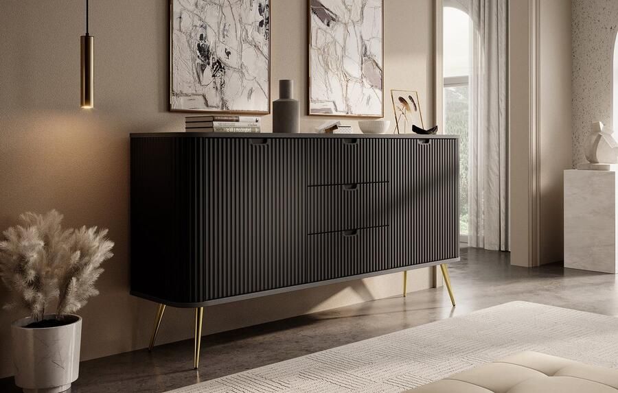 MEUBELLA Dressoir Zakari 2 Zwart 168 cm