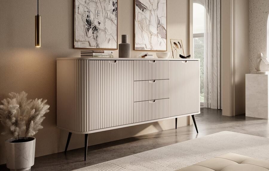 Meubella Dressoir Zakari Beige 168 cm