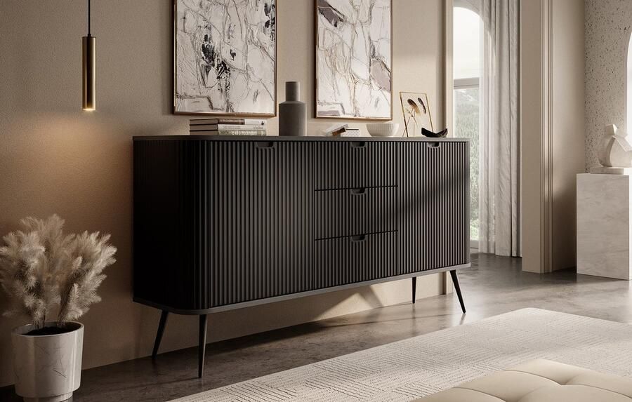 MEUBELLA Dressoir Zakari Zwart 168 cm