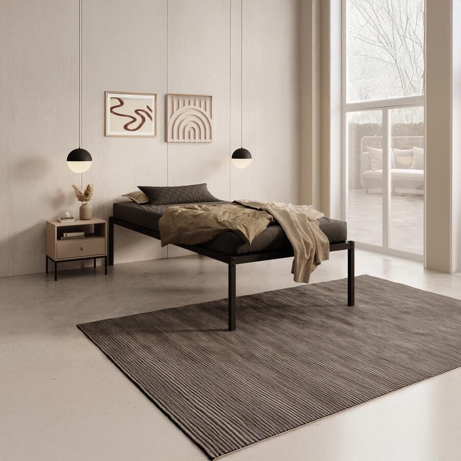 MEUBELLA Eenpersoonsbed Justin Zwart 90x200