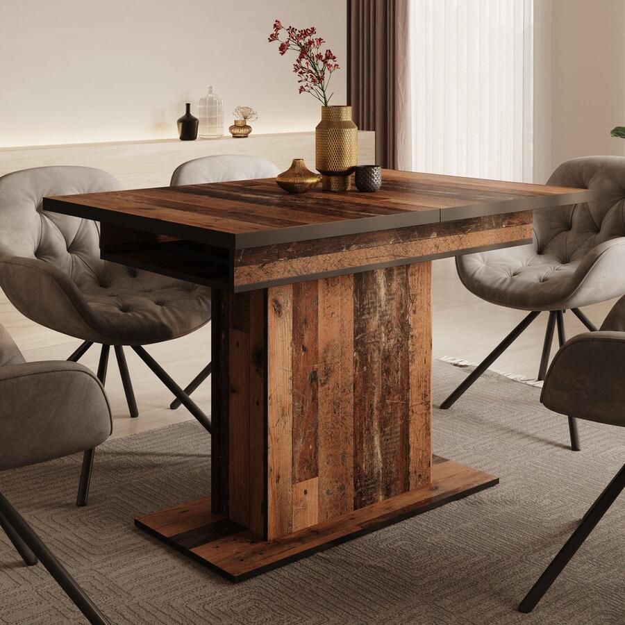 MEUBELLA Eetkamertafel Benjamin Old wood 120 cm Uitschuifbaar