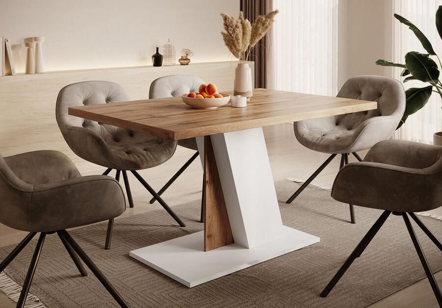 MEUBELLA Eetkamertafel Brand Eiken Wit 138 cm