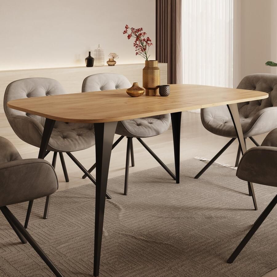 MEUBELLA Eetkamertafel Flix Eiken 160 cm Uitschuifbaar