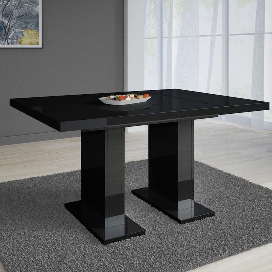 MEUBELLA Eetkamertafel Glamour Hoogglans zwart 160 cm Uitschuifbaar - Foto 2