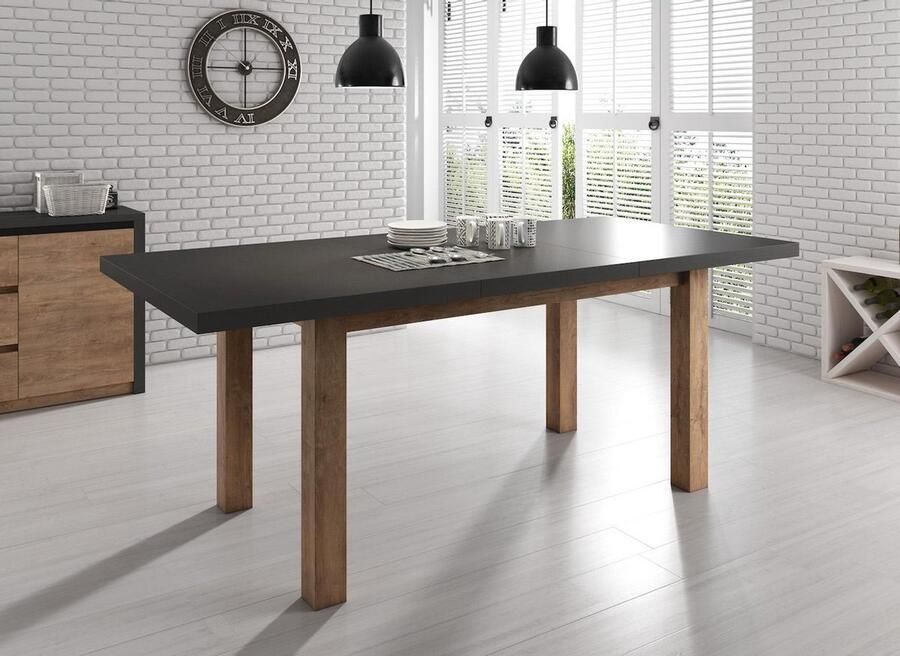 MEUBELLA Eetkamertafel Monaco 160 Eiken Grijs Uitschuifbaar