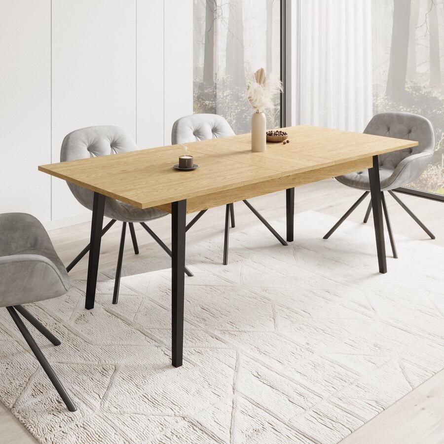 MEUBELLA Eetkamertafel Monor Eiken 200 cm Uitschuifbaar