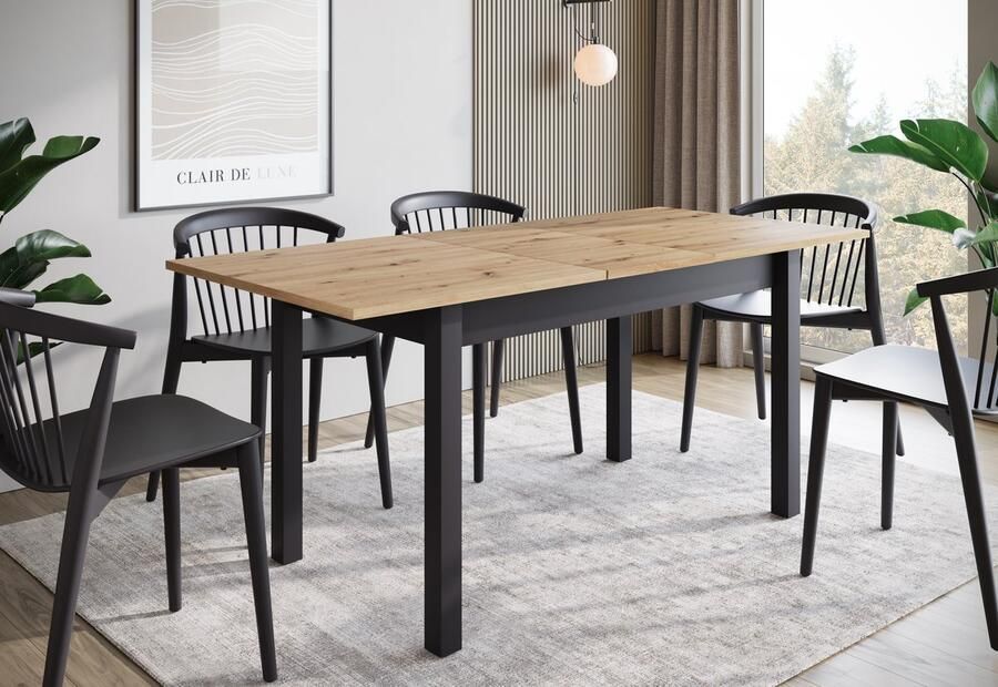 MEUBELLA Eetkamertafel Quincy Eiken 186 cm Uitschuifbaar