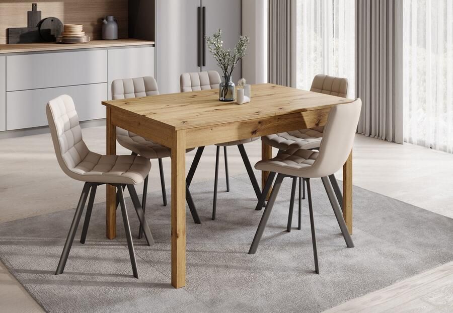 MEUBELLA Eetkamertafel Steve Eiken 160 cm Uitschuifbaar