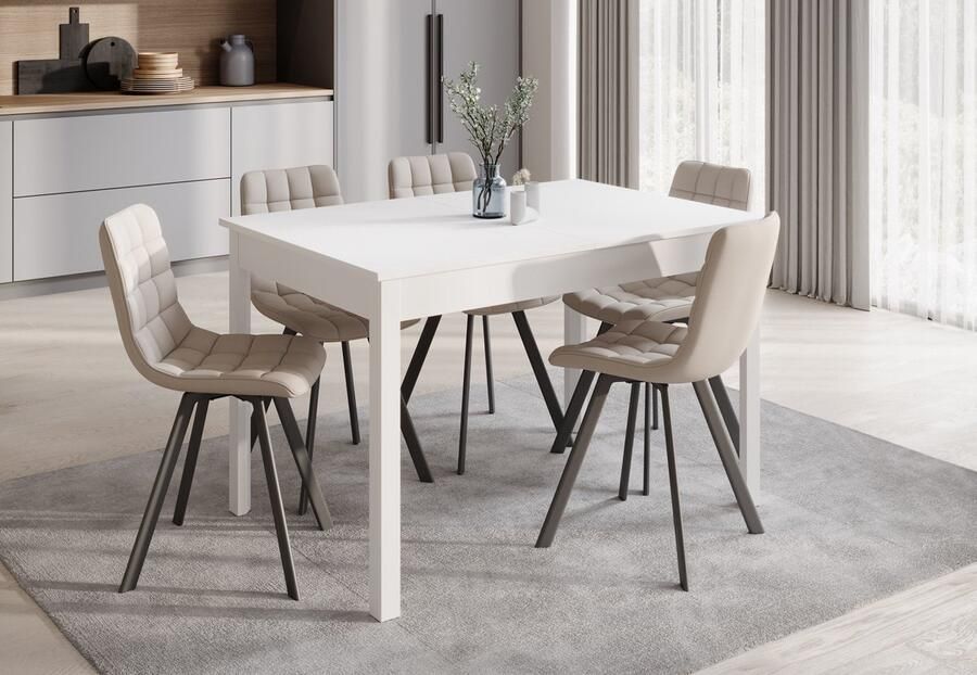 MEUBELLA Eetkamertafel Steve Wit 160 cm Uitschuifbaar