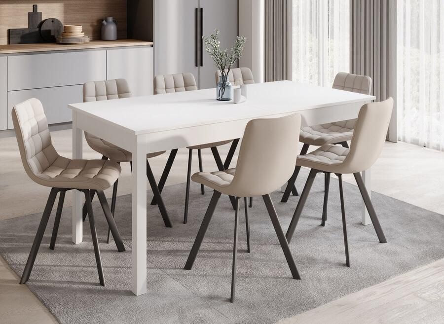 MEUBELLA Eetkamertafel Steve Wit 230 cm Uitschuifbaar