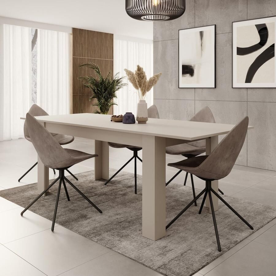 MEUBELLA Eetkamertafel Uverta Beige 220 cm Uitschuifbaar