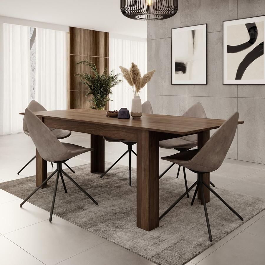 MEUBELLA Eetkamertafel Uverta Donker eiken 220 cm Uitschuifbaar