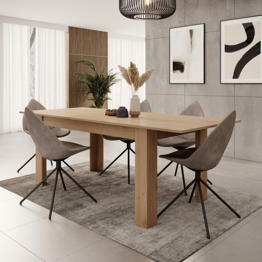 MEUBELLA Eetkamertafel Uverta Licht eiken 220 cm Uitschuifbaar