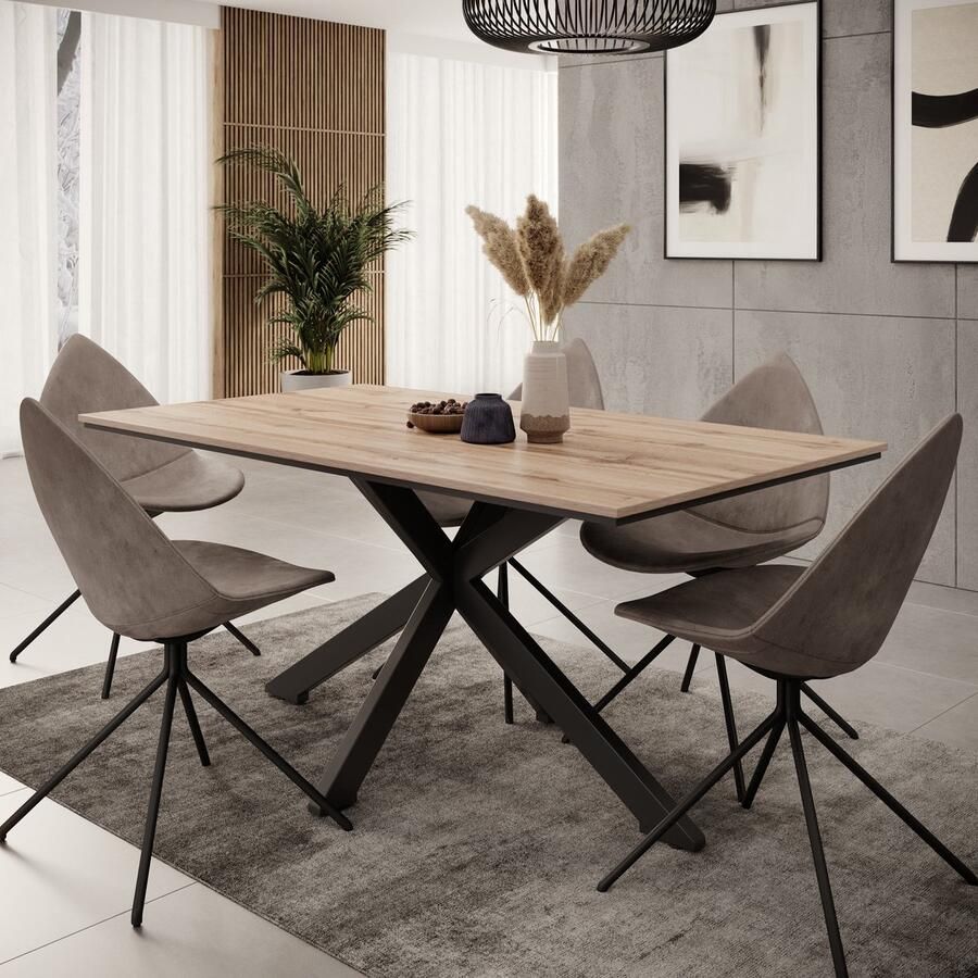 MEUBELLA Eetkamertafel Wabe Eiken 160 cm