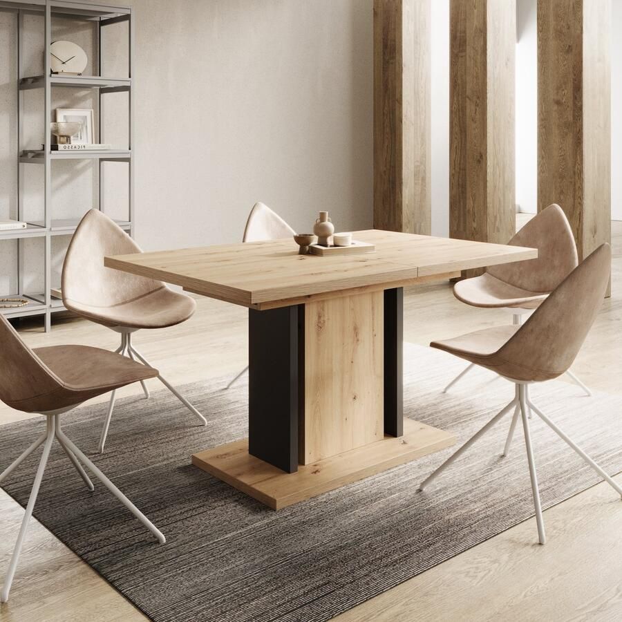 MEUBELLA Eetkamertafel Welp Eiken Zwart 180 cm Uitschuifbaar - Foto 2