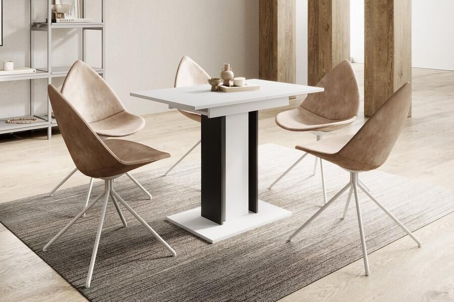 MEUBELLA Eetkamertafel Wendel Wit Zwart 140 cm Uitschuifbaar