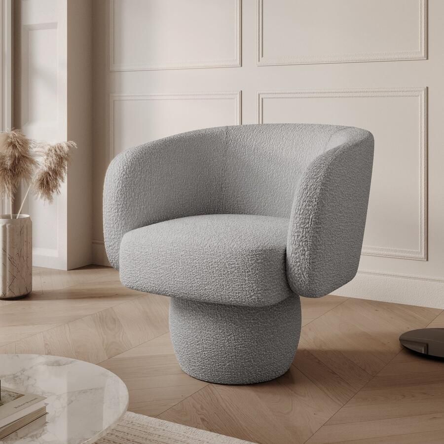 MEUBELLA Fauteuil Norwich Grijs Teddystof