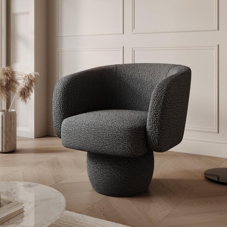 MEUBELLA Fauteuil Norwich Zwart Teddystof