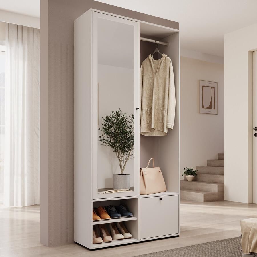 MEUBELLA Halkast Deacon Wit 90 cm Met spiegel