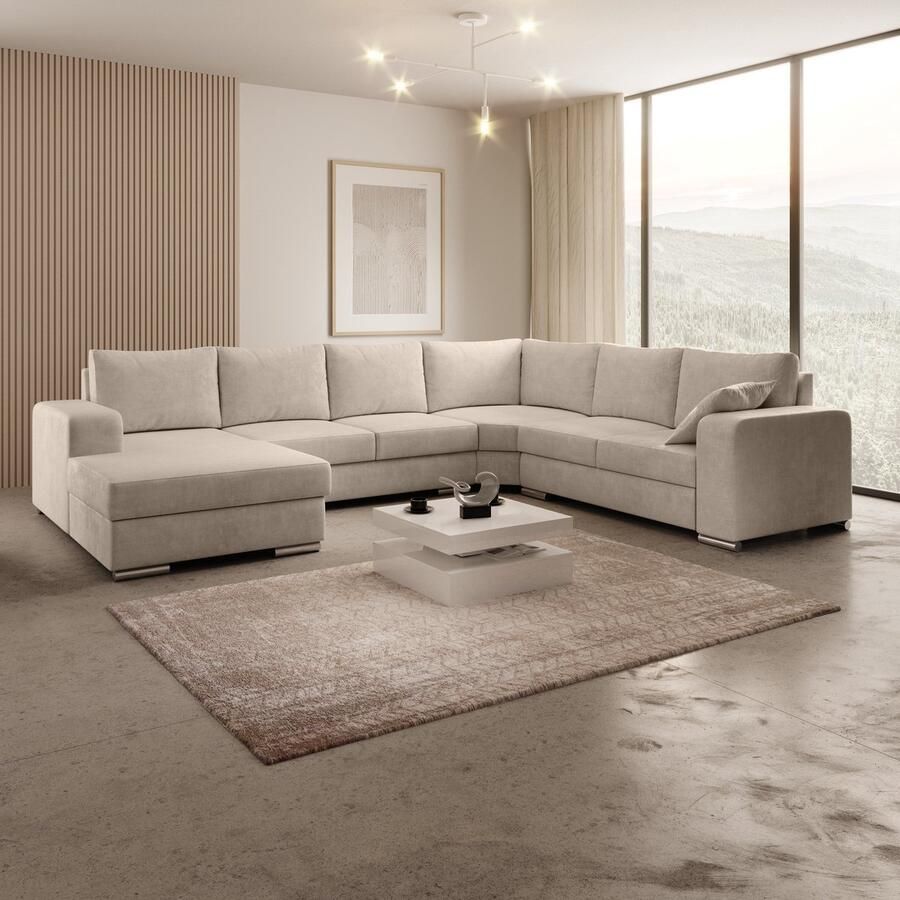 MEUBELLA Hoekbank Adel Beige Velvet Links