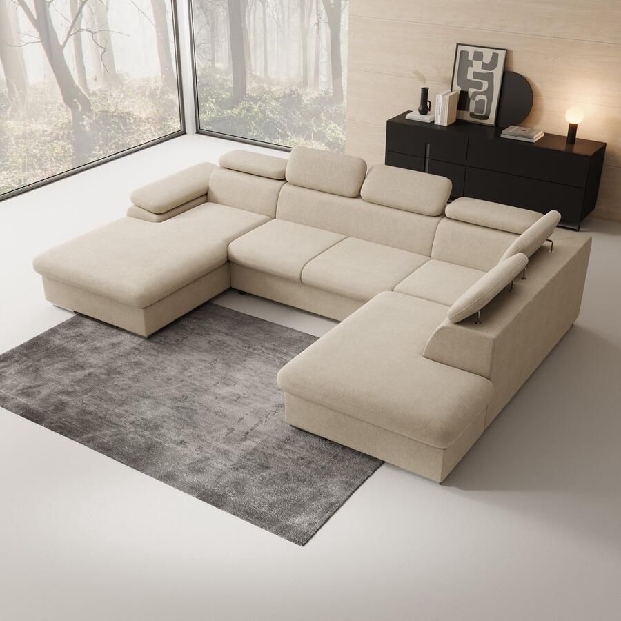 MEUBELLA Hoekbank Cordoba XL Beige Stof Links