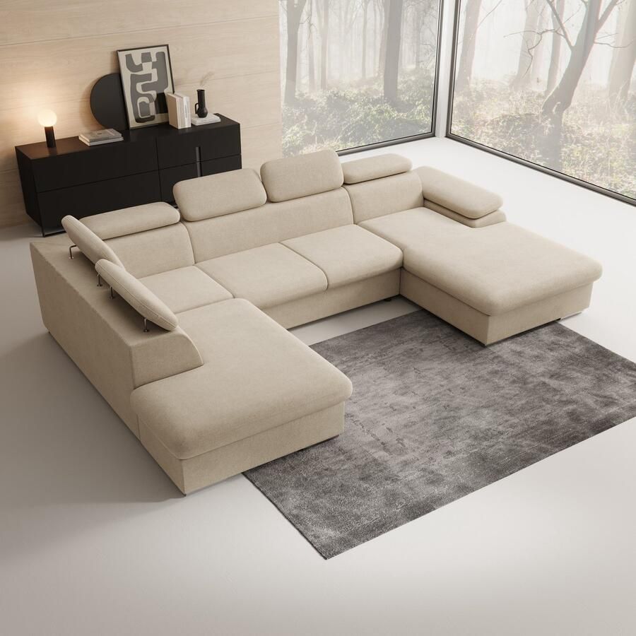 MEUBELLA Hoekbank Cordoba XL Beige Stof Rechts