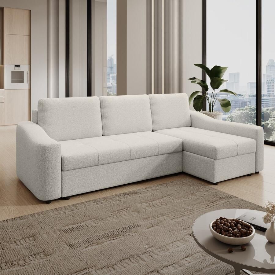 MEUBELLA Hoekbank Hawk Beige stof Rechts