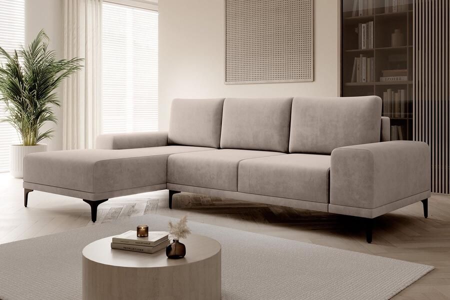 MEUBELLA Hoekbank Hendrik Beige Stof Links