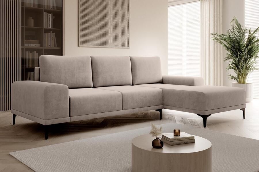 MEUBELLA Hoekbank Hendrik Beige Stof Rechts