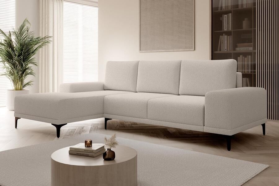 MEUBELLA Hoekbank Hendrik Beige Teddystof Links