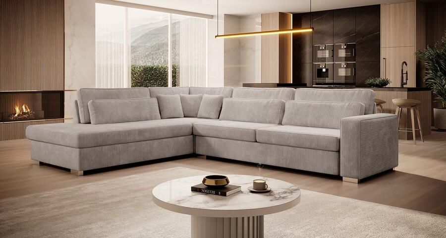 MEUBELLA Hoekbank Kristina Beige Ribstof Links