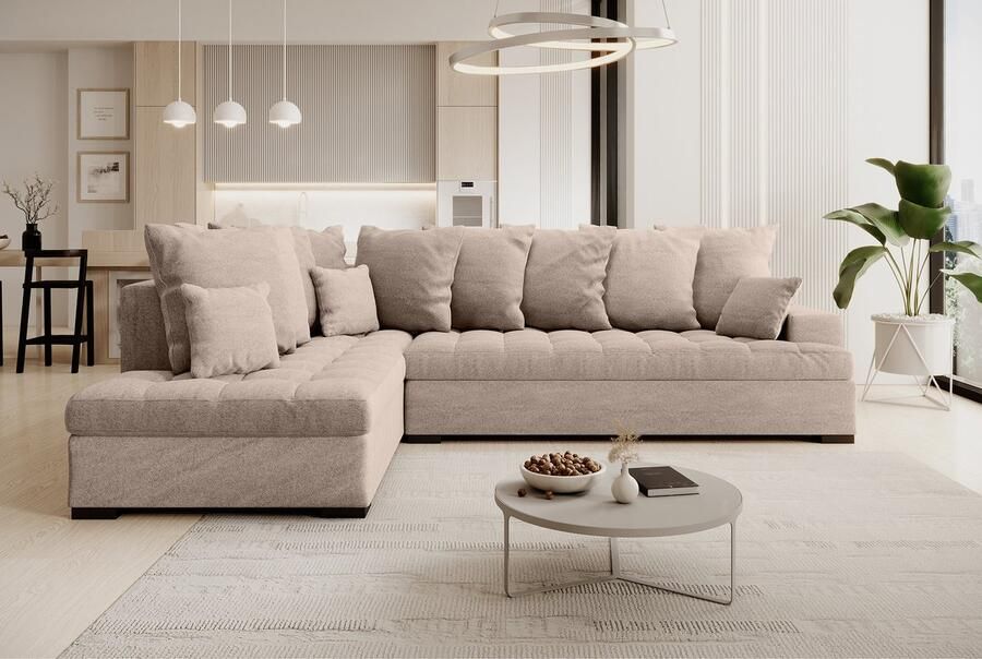 MEUBELLA Hoekbank Linda Beige Stof Links