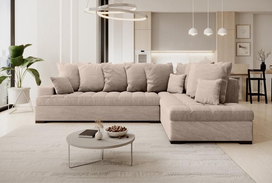 MEUBELLA Hoekbank Linda Beige Stof Rechts