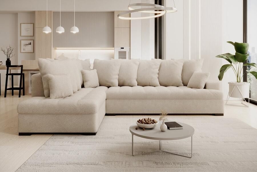 MEUBELLA Hoekbank Linda Beige teddystof Links