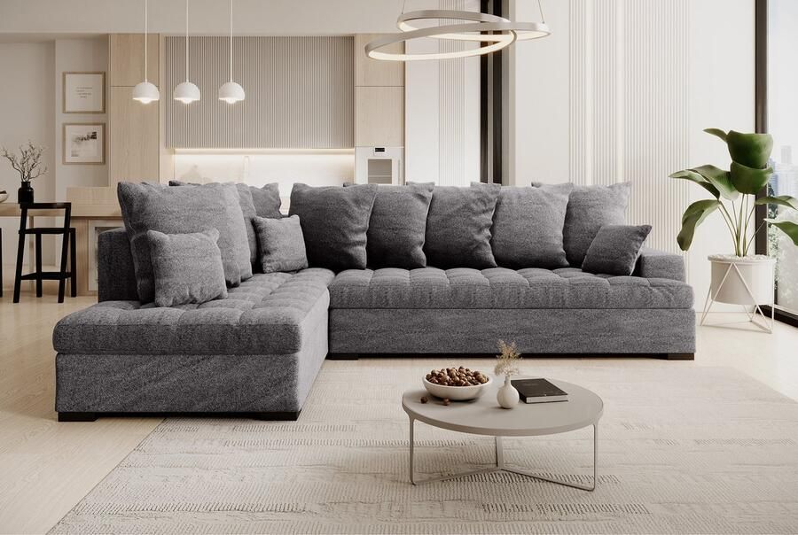 MEUBELLA Hoekbank Linda Grijs Stof Links