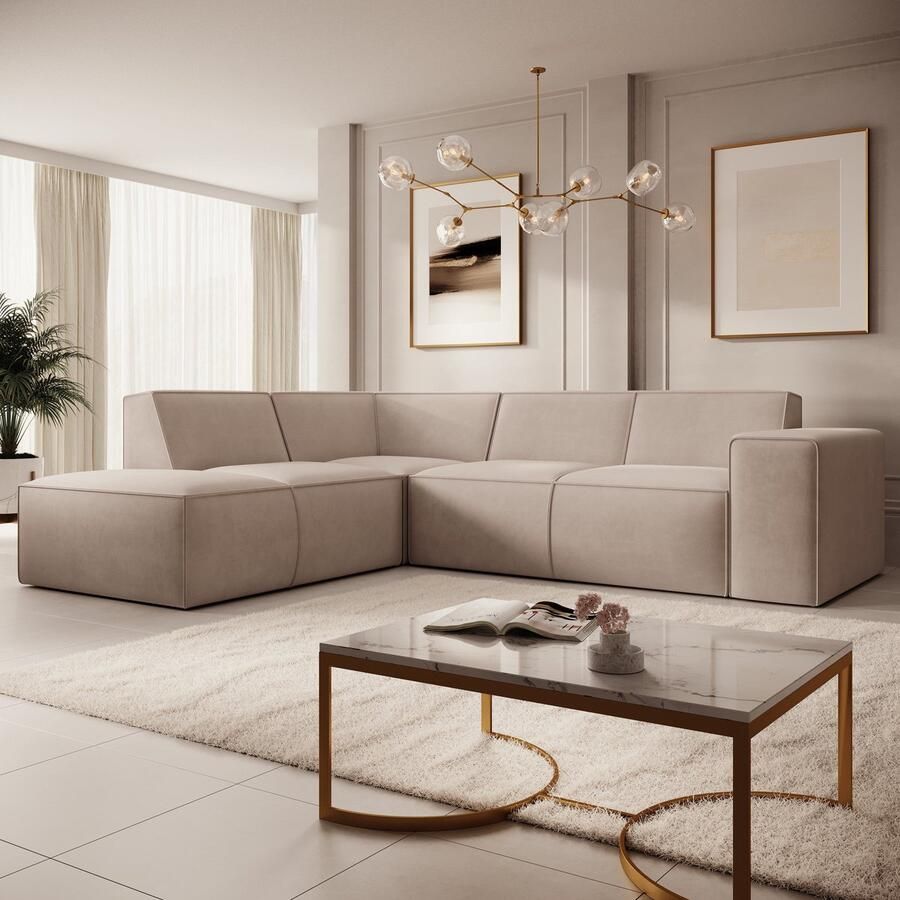 MEUBELLA Hoekbank Monet Beige Stof Links