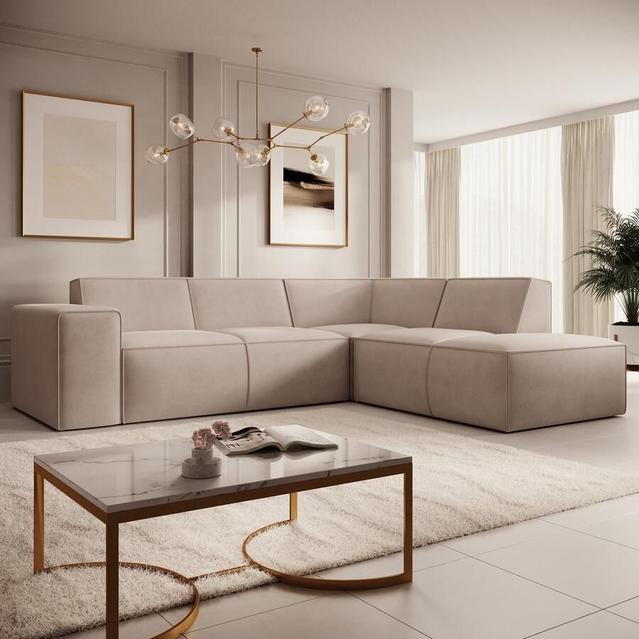 MEUBELLA Hoekbank Monet Beige Stof Rechts