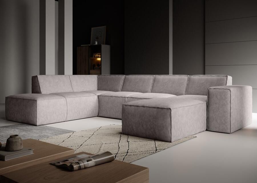 MEUBELLA Hoekbank Monet XL Beige Leer Rechts