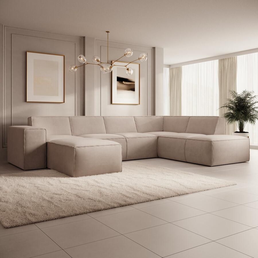 MEUBELLA Hoekbank Monet XL Beige Stof Links