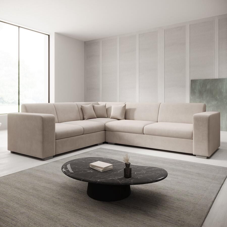 MEUBELLA Hoekbank Santana Beige Stof Links