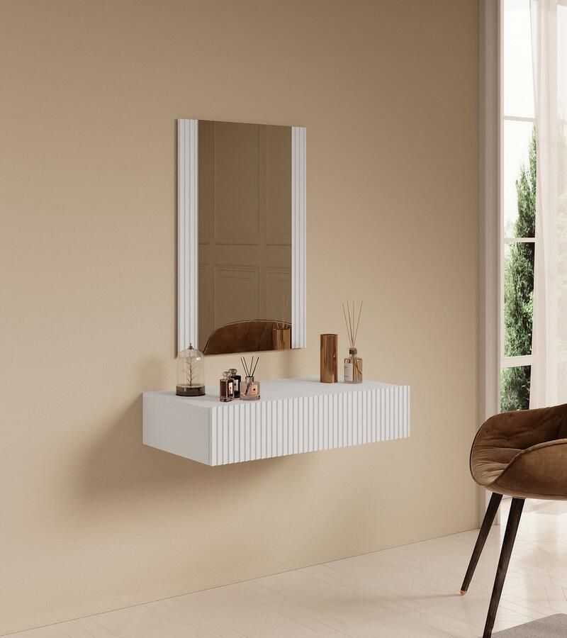 MEUBELLA Kaptafel Palamos Wit 80 cm Met spiegel