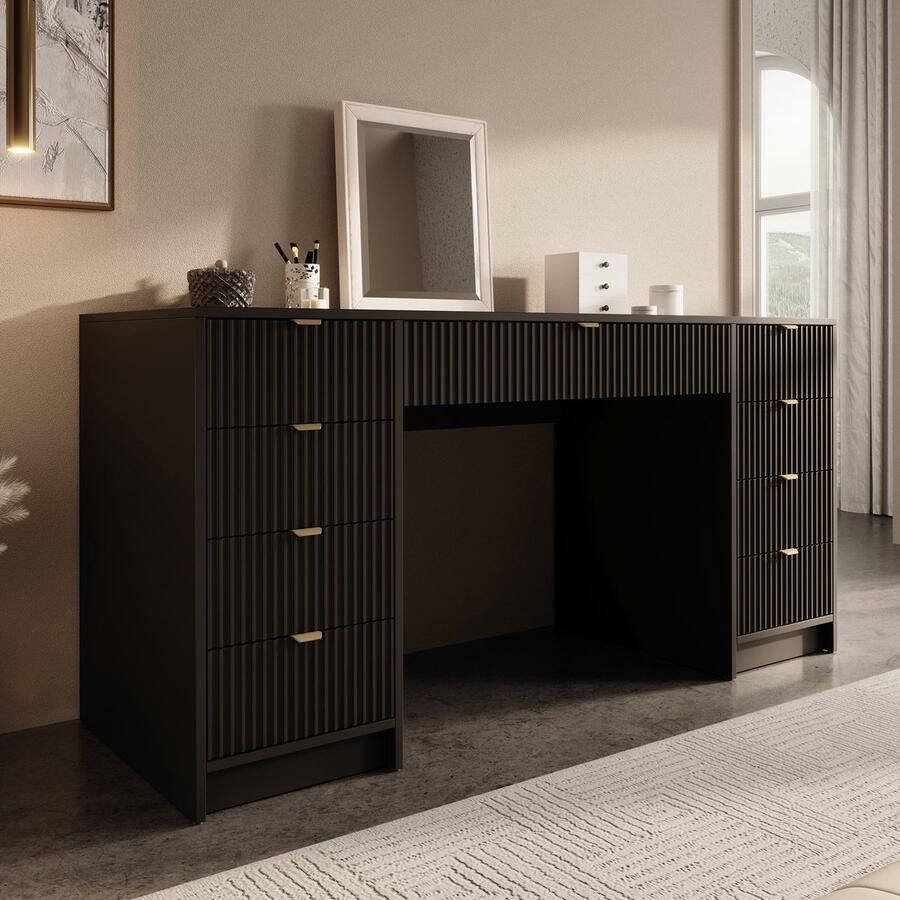 MEUBELLA Kaptafel Tavares 2 Zwart 154 cm