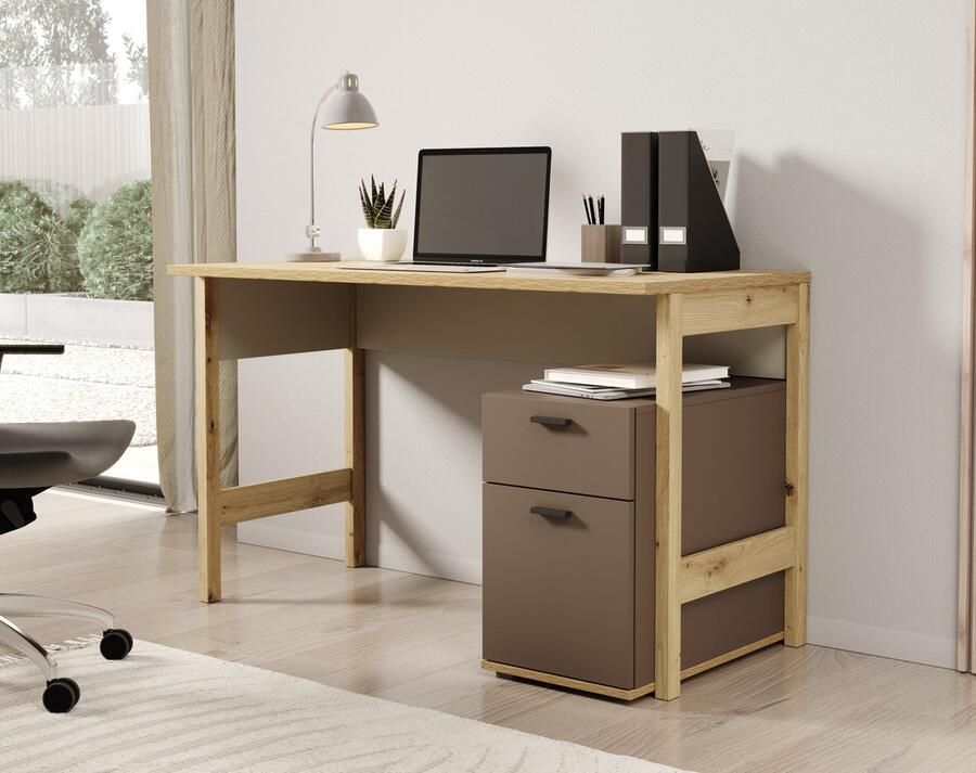 MEUBELLA Bureau Livingston Eiken 125 cm ACTIE
