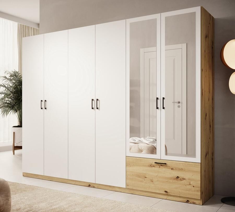 MEUBELLA Kledingkast Audrey Wit 270 cm Met spiegel